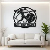 Personalized Softball Batter Metal Wall Art with Diamond