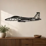 Silhouette di aereo F-15E Strike Eagle in metallo, Insegna in metallo per aerei, Decorazione da parete aviatore
