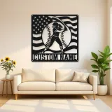 Personalized Female Softball Follow Through Flag Metal Wall Art