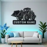 Personalized Heavy Wheel Loader Raised Bucket Metal Wall Art