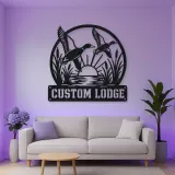 Personalized Flying Ducks Metal Wall Art for Hunting Lodge