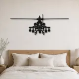 Silhouette de l'hélicoptère AH-64D Apache Front en métal, Décoration murale, Cadeau d'anniversaire, Silhouette d'avion