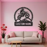 Personalized Motocross Rider Metal Wall Art with Mountain Jump