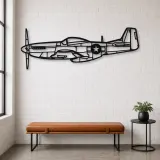 Silhouette d'avion en métal P-51 Mustang, décoration murale aéronautique