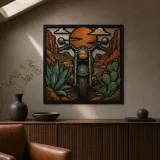 Classic Motorcycle on Desert Canyon Road Colorful Metal Wall Art