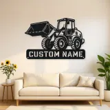 Personalized Compact Wheel Loader Raised Bucket Metal Wall Art