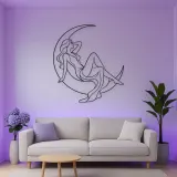 Crescent Reclining Figure Metal Wall Art | Celestial Woman Wall Decor