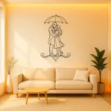 Under Umbrella Couple Metal Wall Art | Romantic Couple Decor