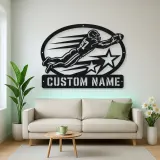 Personalized Number 87 Diving Receiver Stars Metal Wall Art
