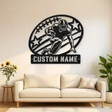 Personalized Running Back Stars and Stripes Metal Wall Art