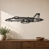 Silhouette d'avion F-18 Hornet en métal, Décoration murale aéronautique