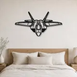 Silhouette d'avion F-22 Raptor Angle en métal, Décoration murale en métal, Décor aéronautique, Décor d'aviation