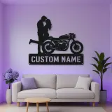 Personalized Cafe Racer Couple Metal Wall Art