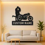 Personalized Cafe Racer Couple Metal Wall Art