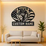 Personalized Number 22 Running Back American Flag Metal Wall Art