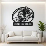 Personalized Running Back Stars and Speed Lines Metal Wall Art
