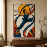 Danseuse noire dans un style du milieu du siècle Art mural en métal coloré