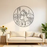 Décoration murale en métal Amoureux en Promenade en Ville | Décor Couple Romantique