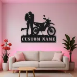 Personalized Dual Sport Motorcycle Couple Metal Wall Art