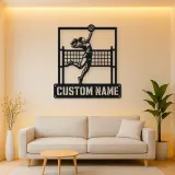 Personalized Volleyball Player Metal Wall Art with Spike Pose