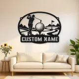 Personalized Golfer Metal Wall Art with Fairway Scene