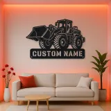 Personalized Heavy Wheel Loader Raised Bucket Metal Wall Art