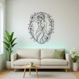 Muse in Flower Frame Metal Wall Art | Botanical Woman Wall Decor