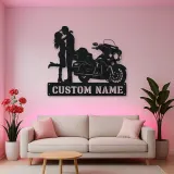 Personalized Touring Bagger Couple Metal Wall Art