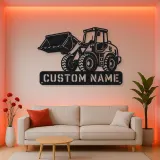 Personalized Compact Wheel Loader Raised Bucket Metal Wall Art