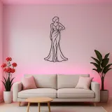 Satin Gown Silhouette Metal Wall Art | Fashion Figure Wall Decor