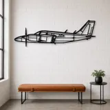 Silhouette d'avion PA-34-200T Seneca II en métal, Décoration murale en métal, Décor aéronautique, Décor d'aviation