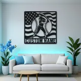Personalized Female Softball Follow Through Flag Metal Wall Art