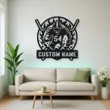 Personalized Number 54 Football Player Flame Metal Wall Art