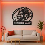 Personalized Running Back Stars and Speed Lines Metal Wall Art