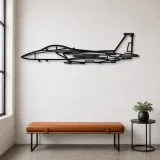 Silhouette di aereo F-15 Strike Eagle in metallo, Insegna in metallo per aerei, Decorazione da parete aviatore