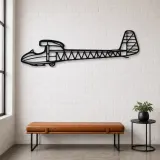 Silhouette d'avion T.21B Sedbergh en métal, Décoration murale en métal, Décor aéronautique, Décor d'aviation