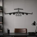 Silhouette d'avion C-17 Globemaster III en métal, Décoration murale en métal, Décor aéronautique, Décor d'aviation
