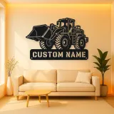 Personalized Heavy Wheel Loader Raised Bucket Metal Wall Art