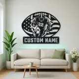 Personalized Number 22 Running Back American Flag Metal Wall Art