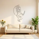 Draped Figure with Moon Metal Wall Art | Celestial Woman Wall Decor