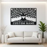 Personalized Leafy Tree Metal Wall Art with Heart