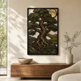 Antico Albero della Vita sotto la Luna Piena Insegna in Metallo Colorata