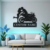 Personalized Sport Motorcycle Couple Metal Wall Art