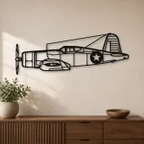 Insegna in metallo silhouette dell'aereo F4U Corsair, Silhouette di aerei in metallo, Decorazione da parete aviatore