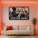 Personalized Doctor Nurse Metal Wall Art with Stethoscope