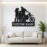 Personalized Dirt Bike Family with Helmets Metal Wall Art