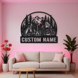 Personalized Family of Five Camping Motorcycle Metal Wall Art