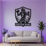 Personalized Number 7 Quarterback Shield Metal Wall Art