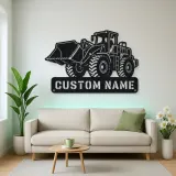 Personalized Heavy Wheel Loader Raised Bucket Metal Wall Art