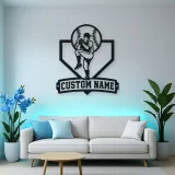 Personalized Baseball Pitcher Windup Metal Wall Art
